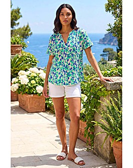 Roman Abstract Print Stretch Tunic Top