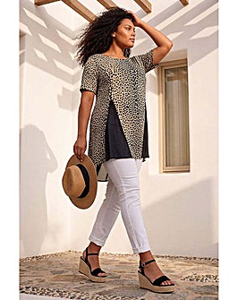Roman Curve Animal Print Mesh T-Shirt