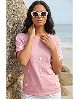 Roman Textured Floral Stretch T-Shirt