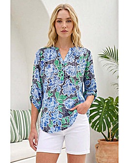 Roman Floral Print Burnout Shirt