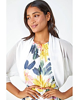 Roman 3/4 Sleeve Ruched Chiffon Bolero