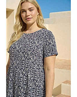 Roman Curve Print Gathered Waist Top