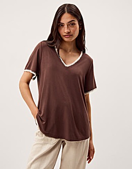 Monsoon Tilly Contrast Stitch T-Shirt