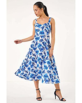 Roman Petite Floral Strappy Midi Dress