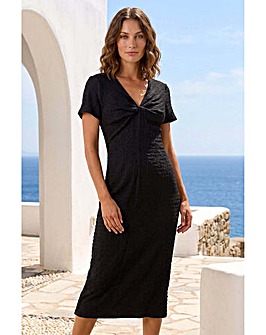 Roman Petite Textured Twist Midi Dress