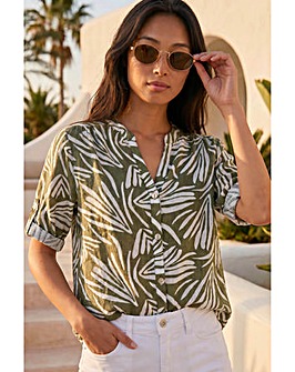 Roman Petite Abstract Button Up Blouse