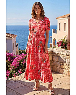Roman Petite Abstract Print Midi Dress