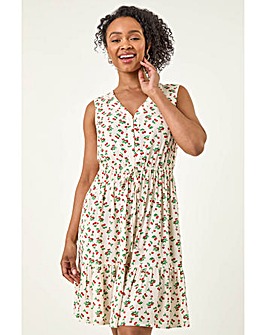 Roman Petite Cherry Tie Waist Dress