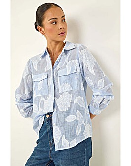 Roman Petite Jacquard Button Up Blouse