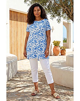 Roman Curve Bardot Floral Stretch Top