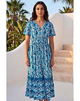 Roman Petite Aztec Button Midi Dress