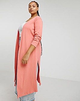 Blush Ribbed Longline Cardigan