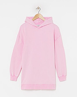 Pink Acid Wash Side Split Hoodie