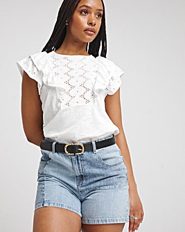 White Broderie Yoke Top