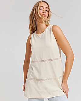 Ecru Sleeveless Crochet Trim Top