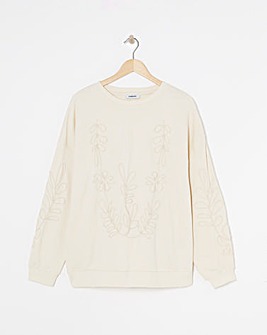 Ecru Rope Embroidered Sweatshirt