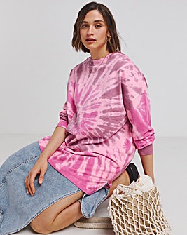 Pink Tie Dye Tunic Sweatshirt