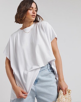 White Slouchy Dip Back T-Shirt