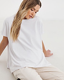 White Slouchy Dip Back T-Shirt
