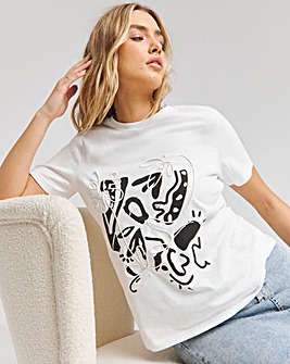 Black & White Rope Embroidery T-Shirt