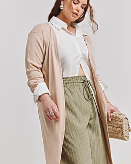 Sand Longline Ribbed Cardi