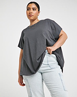 Charcoal Slouchy Dip Back Tee