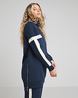Navy Side Zip Tunic with Stripe