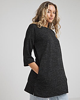 Charcoal Marl Soft Touch Side Pocket Tunic