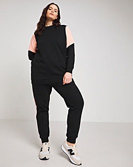 Black and Peach Colourblock Sweatshirt