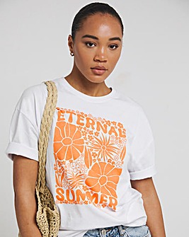 White Eternal Longline Slogan T-Shirt