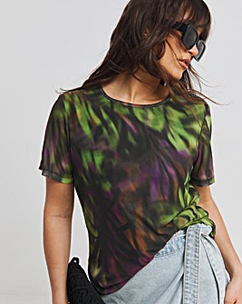 Multi Print Lined Mesh Top