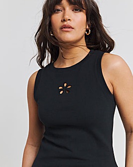 Black Flower Cut Out Tank