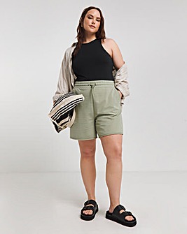 Sage Jersey Tie Waist Shorts