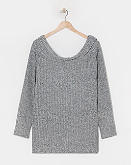 Simply Be Grey Marl Rib Bardot Top