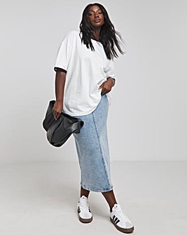 White Oversized Contrast Ringer T-Shirt