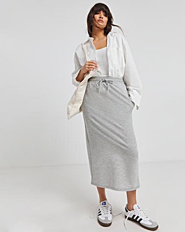 Grey Marl Jersey Maxi Sweat Skirt