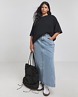 Black Oversized Slouchy Crew Neck T-Shirt