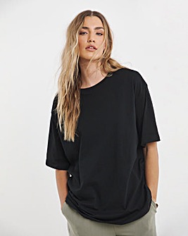 Black Oversized Slouchy Crew Neck T-Shirt