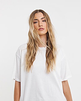 White Oversized Slouchy Crew Neck T-Shirt