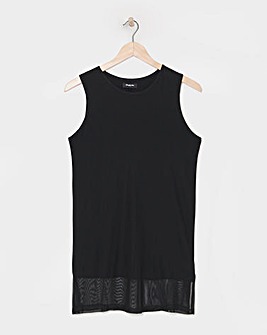 Black Mesh Longline Sleeveless Top
