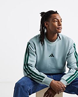 adidas 3 Stripes Fleece Crew Neck Sweatshirt