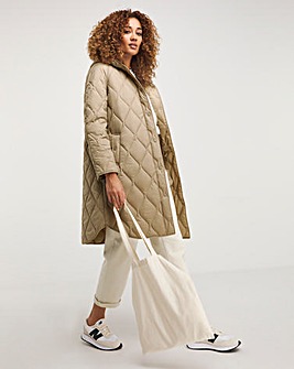 Stone Hooded Quilted Coat