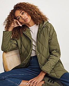 Khaki Hooded Quilted Jacket