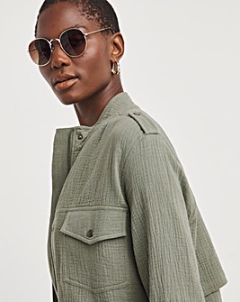 Green Textured Utility Jacket