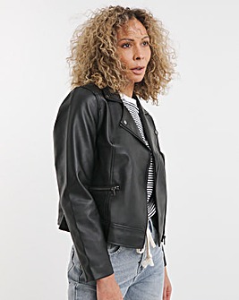 Black Faux Leather Biker Jacket