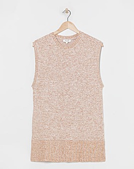 Sleeveless Crew Neck Cosy Longline Vest