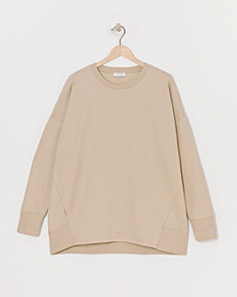 Crew Neck Curved Hem Sweatshirt