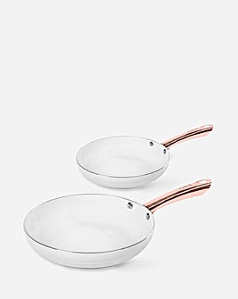 Tower Linear White & Rose Gold 2 Piece Frying Pan