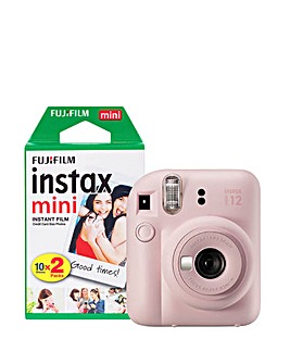 Fujifilm Instax Mini 12 Instant Camera including 20 Shots - Blossom Pink