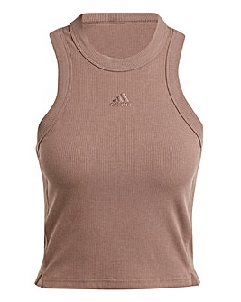 adidas Lounge Ribbed Crop Tank Top